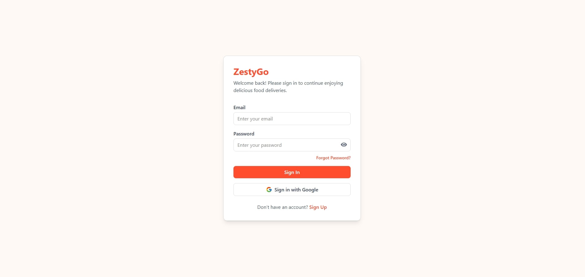 ZestyGo–Food Delivery Platform